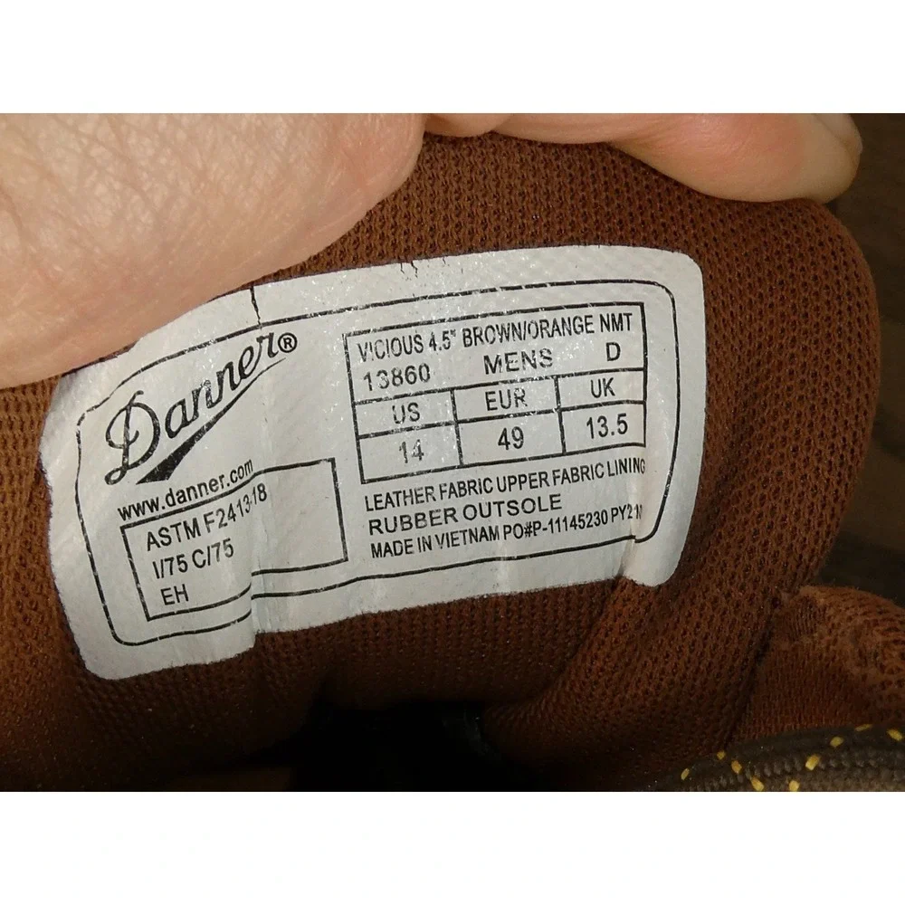 Danner Vicious 13860 Gore-Tex Vibram Work Boots‎ Men 14 Brown Comp Toe EH ASTM